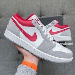 🤍🖤 Nike Air Jordan 1 Low GS grey white red shoes